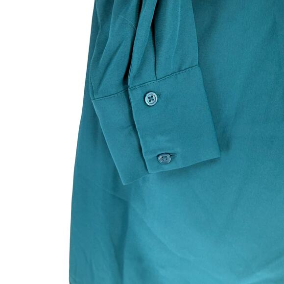 INC Dress Long Sleeve Size XS Mosaic Green Collared Faux Wrap V Neck NEW Draped - Picture 6 of 11